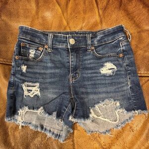 American Eagle  Blue Distressed Jean Shorts